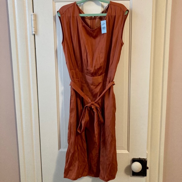 Loft burnt orange peach sleeveless party cocktail - Picture 2 of 4